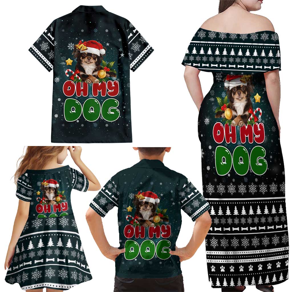 Chihuahua Oh My Dog Christmas Family Matching Off Shoulder Maxi Dress and Hawaiian Shirt Xmas Holiday Patterns - Wonder Print Shop