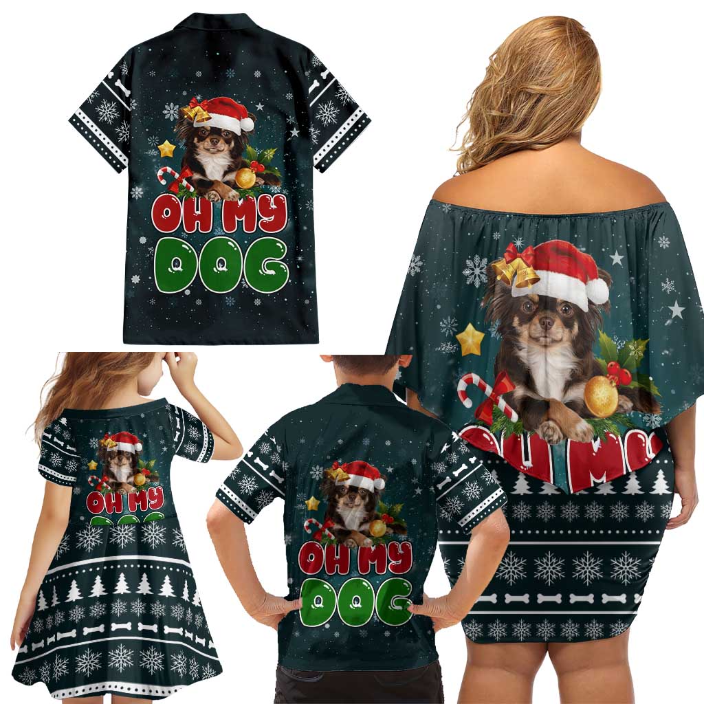 Chihuahua Oh My Dog Christmas Family Matching Off Shoulder Short Dress and Hawaiian Shirt Xmas Holiday Patterns - Wonder Print Shop