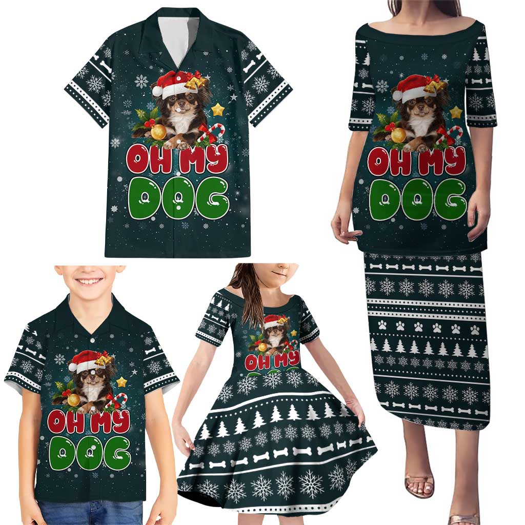 Chihuahua Oh My Dog Christmas Family Matching Puletasi and Hawaiian Shirt Xmas Holiday Patterns - Wonder Print Shop