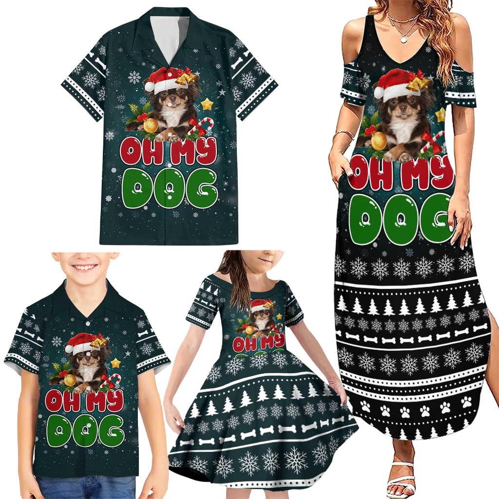 Chihuahua Oh My Dog Christmas Family Matching Summer Maxi Dress and Hawaiian Shirt Xmas Holiday Patterns - Wonder Print Shop