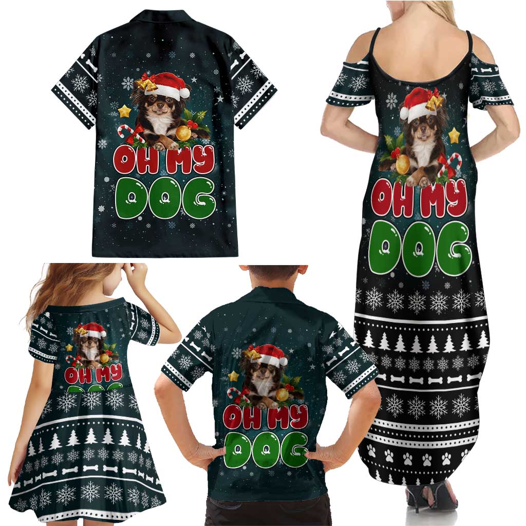 Chihuahua Oh My Dog Christmas Family Matching Summer Maxi Dress and Hawaiian Shirt Xmas Holiday Patterns - Wonder Print Shop