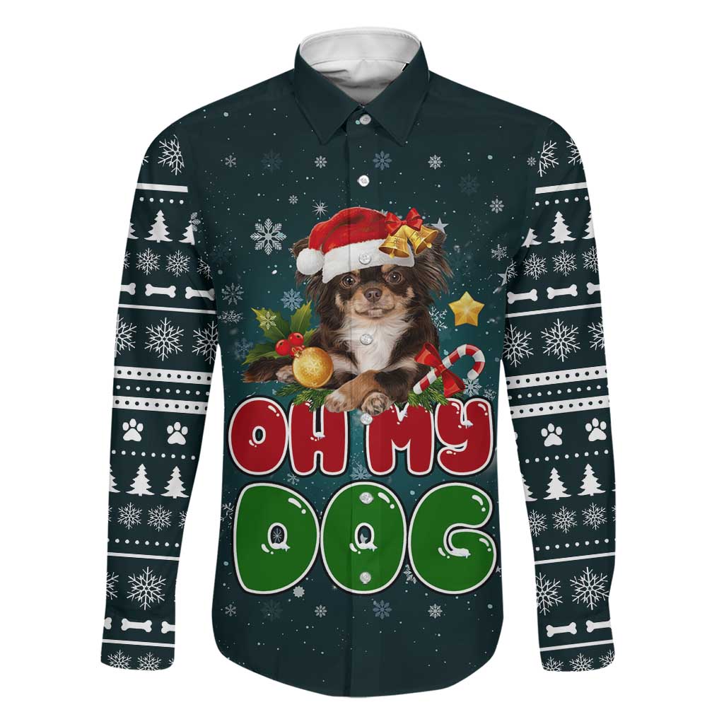 Chihuahua Oh My Dog Christmas Family Matching Summer Maxi Dress and Hawaiian Shirt Xmas Holiday Patterns - Wonder Print Shop