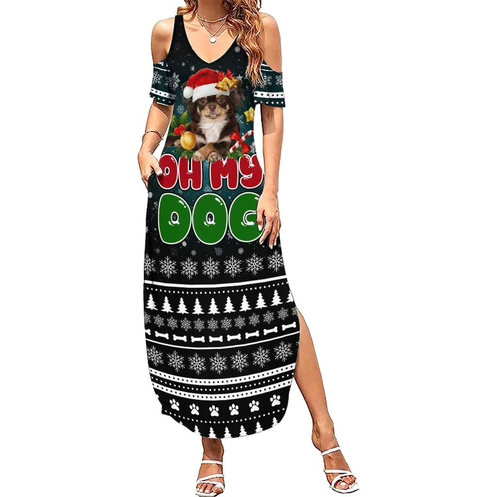 Chihuahua Oh My Dog Christmas Family Matching Summer Maxi Dress and Hawaiian Shirt Xmas Holiday Patterns - Wonder Print Shop