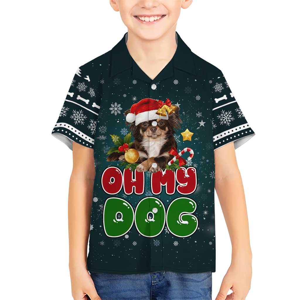 Chihuahua Oh My Dog Christmas Family Matching Summer Maxi Dress and Hawaiian Shirt Xmas Holiday Patterns - Wonder Print Shop