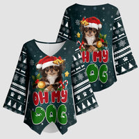 Chihuahua Oh My Dog Christmas Kimono Sleeve Blouse Xmas Holiday Patterns - Wonder Print Shop