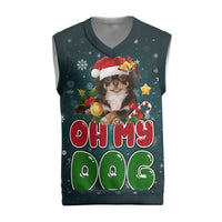 Chihuahua Oh My Dog Christmas Knitted V-Neck Vest Xmas Holiday Patterns - Wonder Print Shop