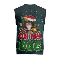 Chihuahua Oh My Dog Christmas Knitted V-Neck Vest Xmas Holiday Patterns - Wonder Print Shop