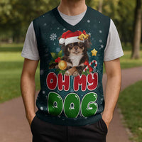 Chihuahua Oh My Dog Christmas Knitted V-Neck Vest Xmas Holiday Patterns - Wonder Print Shop