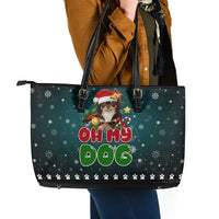 Chihuahua Oh My Dog Christmas Leather Tote Bag Xmas Holiday Patterns - Wonder Print Shop