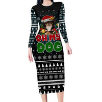 Chihuahua Oh My Dog Christmas Long Sleeve Bodycon Dress Xmas Holiday Patterns - Wonder Print Shop