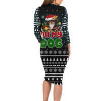 Chihuahua Oh My Dog Christmas Long Sleeve Bodycon Dress Xmas Holiday Patterns - Wonder Print Shop