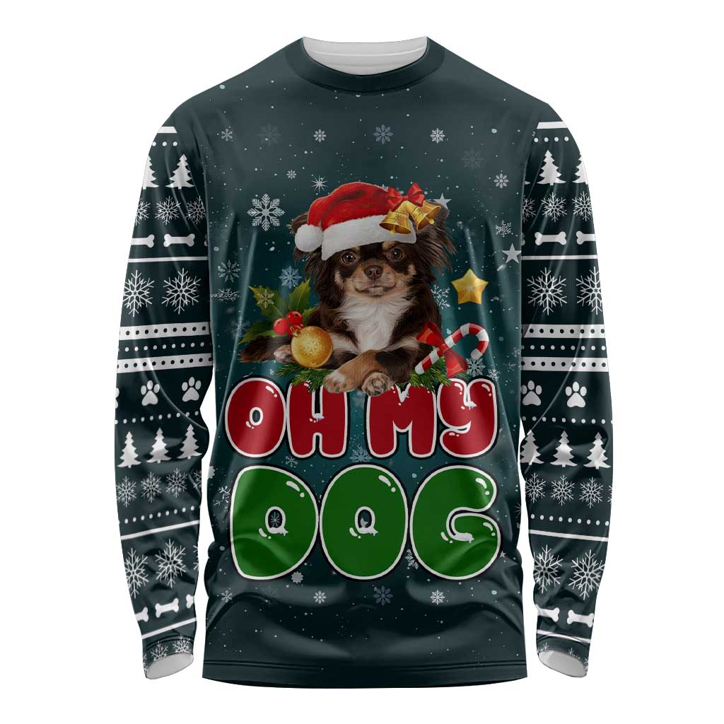 Chihuahua Oh My Dog Christmas Long Sleeve Shirt Xmas Holiday Patterns - Wonder Print Shop