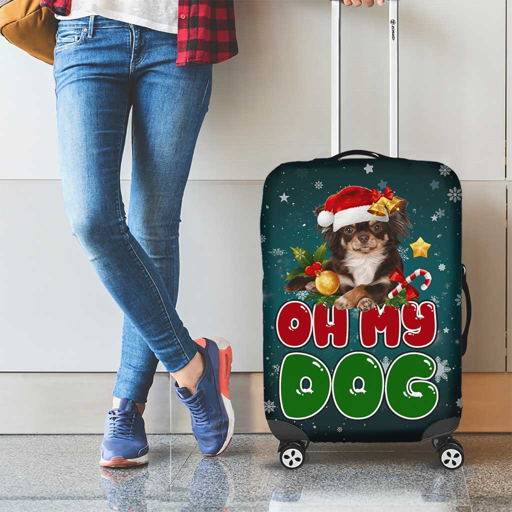Chihuahua Oh My Dog Christmas Luggage Cover Xmas Holiday Patterns - Wonder Print Shop