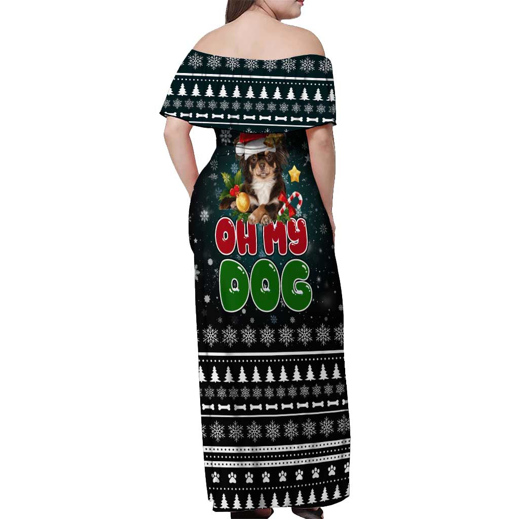 Chihuahua Oh My Dog Christmas Off Shoulder Maxi Dress Xmas Holiday Patterns - Wonder Print Shop