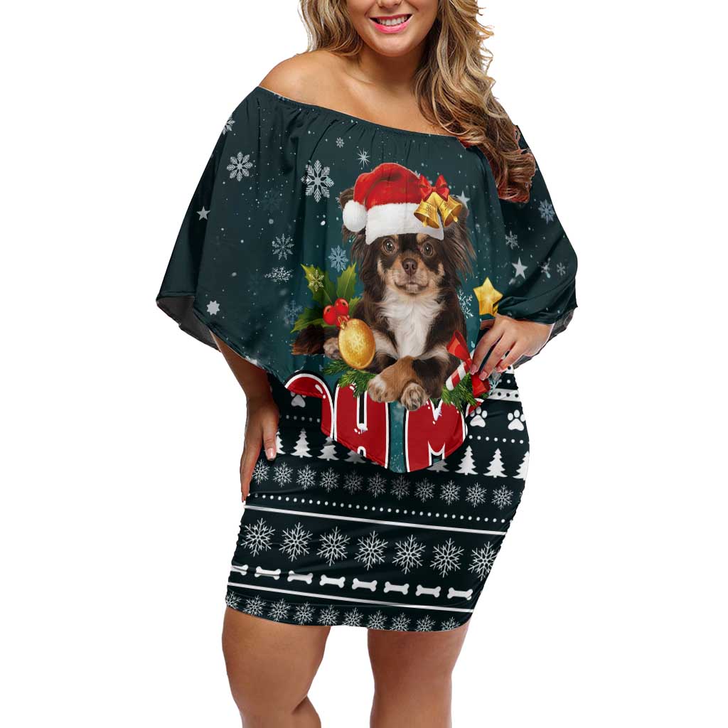 Chihuahua Oh My Dog Christmas Off Shoulder Short Dress Xmas Holiday Patterns - Wonder Print Shop