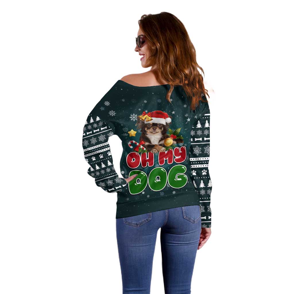 Chihuahua Oh My Dog Christmas Off Shoulder Sweater Xmas Holiday Patterns - Wonder Print Shop