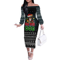 Chihuahua Oh My Dog Christmas Off The Shoulder Long Sleeve Dress Xmas Holiday Patterns - Wonder Print Shop