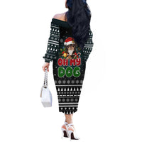Chihuahua Oh My Dog Christmas Off The Shoulder Long Sleeve Dress Xmas Holiday Patterns - Wonder Print Shop