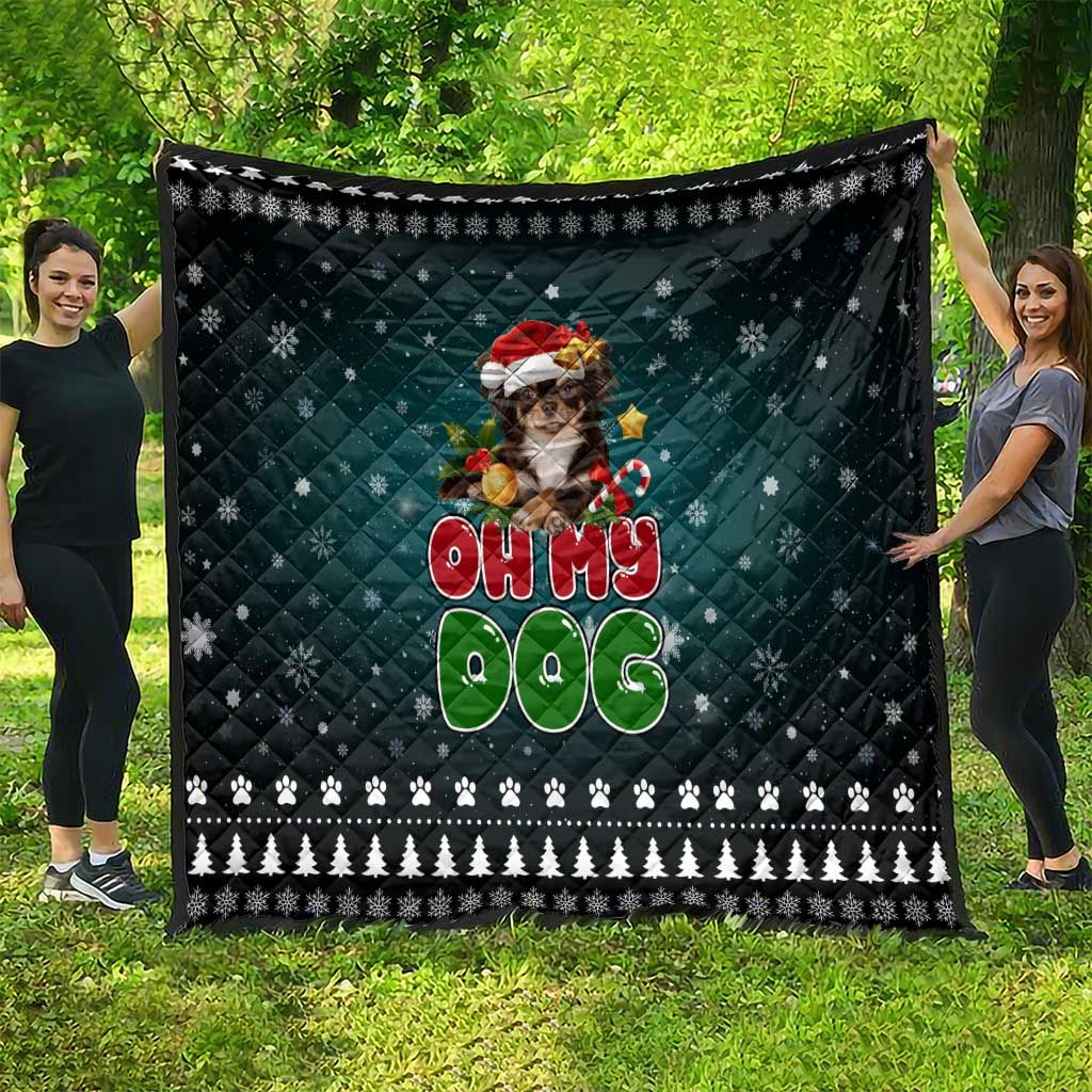 Chihuahua Oh My Dog Christmas Quilt Xmas Holiday Patterns - Wonder Print Shop