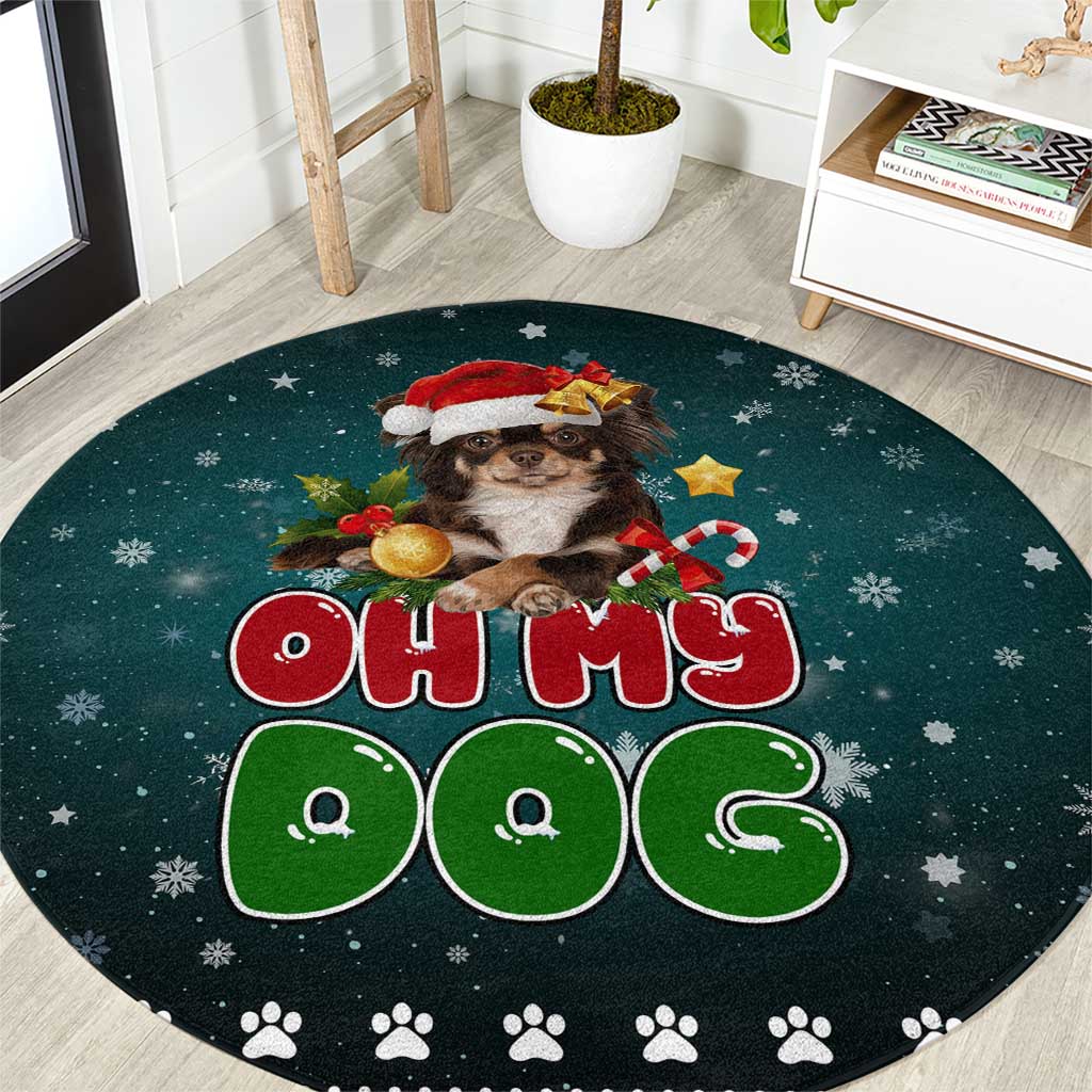 Chihuahua Oh My Dog Christmas Round Carpet Xmas Holiday Patterns - Wonder Print Shop