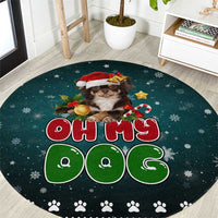 Chihuahua Oh My Dog Christmas Round Carpet Xmas Holiday Patterns - Wonder Print Shop