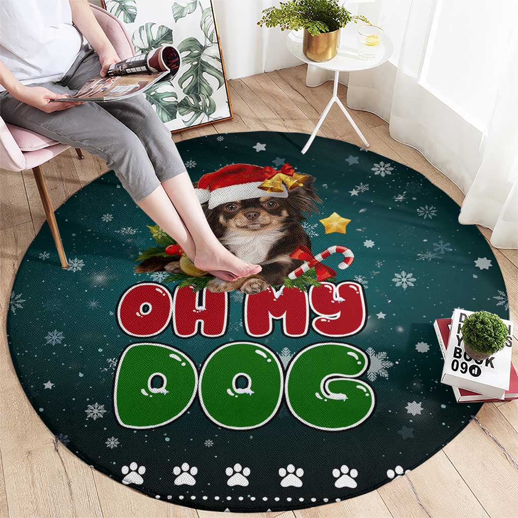 Chihuahua Oh My Dog Christmas Round Carpet Xmas Holiday Patterns - Wonder Print Shop