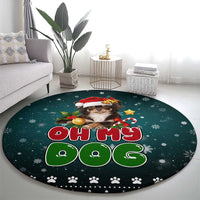 Chihuahua Oh My Dog Christmas Round Carpet Xmas Holiday Patterns - Wonder Print Shop