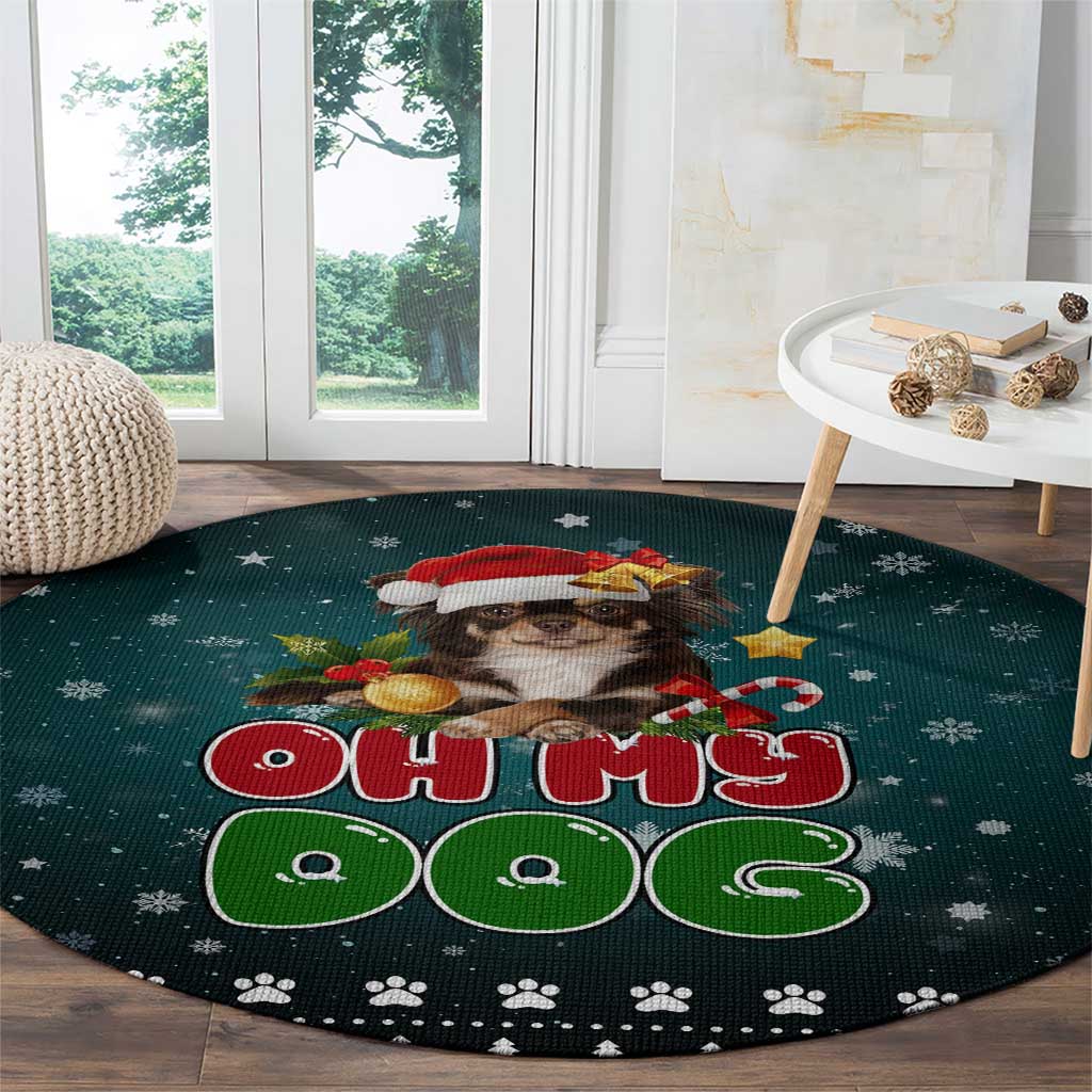 Chihuahua Oh My Dog Christmas Round Carpet Xmas Holiday Patterns - Wonder Print Shop