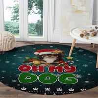 Chihuahua Oh My Dog Christmas Round Carpet Xmas Holiday Patterns - Wonder Print Shop