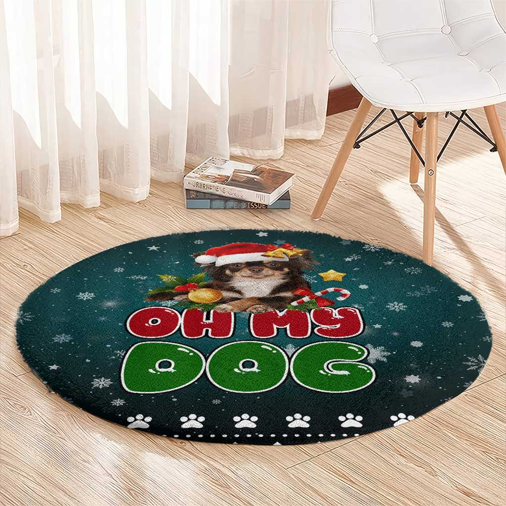 Chihuahua Oh My Dog Christmas Round Carpet Xmas Holiday Patterns - Wonder Print Shop