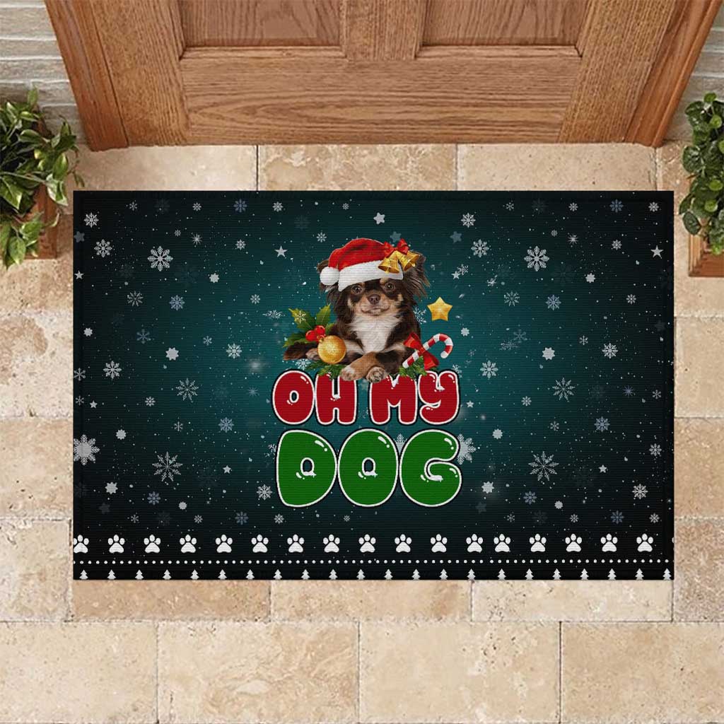 Chihuahua Oh My Dog Christmas Rubber Doormat Xmas Holiday Patterns - Wonder Print Shop
