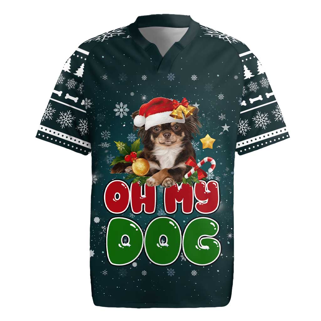 Chihuahua Oh My Dog Christmas Rugby Jersey Xmas Holiday Patterns - Wonder Print Shop