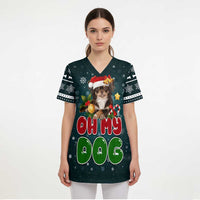 Chihuahua Oh My Dog Christmas Scrub Top Xmas Holiday Patterns - Wonder Print Shop
