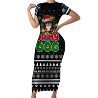 Chihuahua Oh My Dog Christmas Short Sleeve Bodycon Dress Xmas Holiday Patterns - Wonder Print Shop