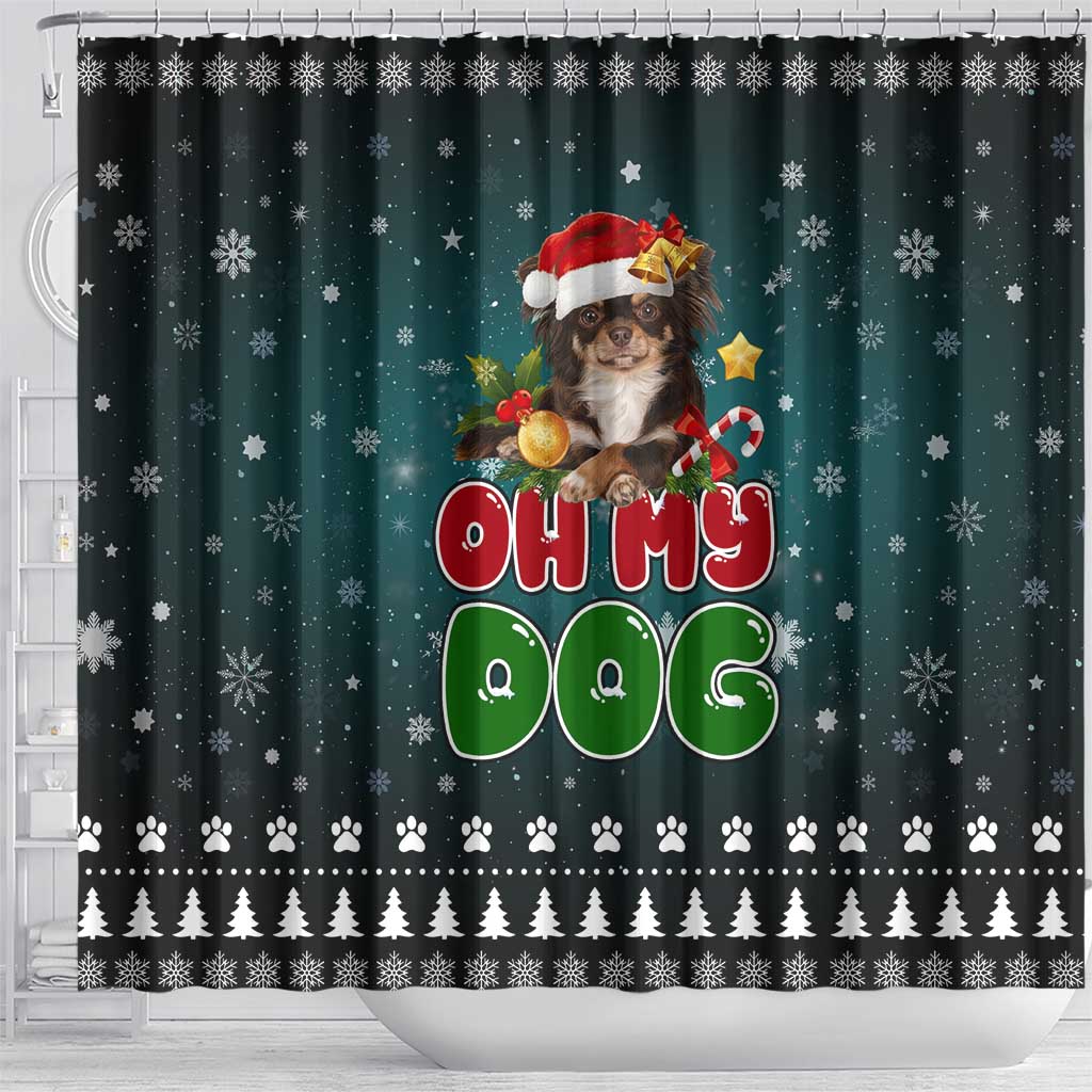 Chihuahua Oh My Dog Christmas Shower Curtain Xmas Holiday Patterns - Wonder Print Shop