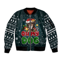 Chihuahua Oh My Dog Christmas Sleeve Zip Bomber Jacket Xmas Holiday Patterns - Wonder Print Shop