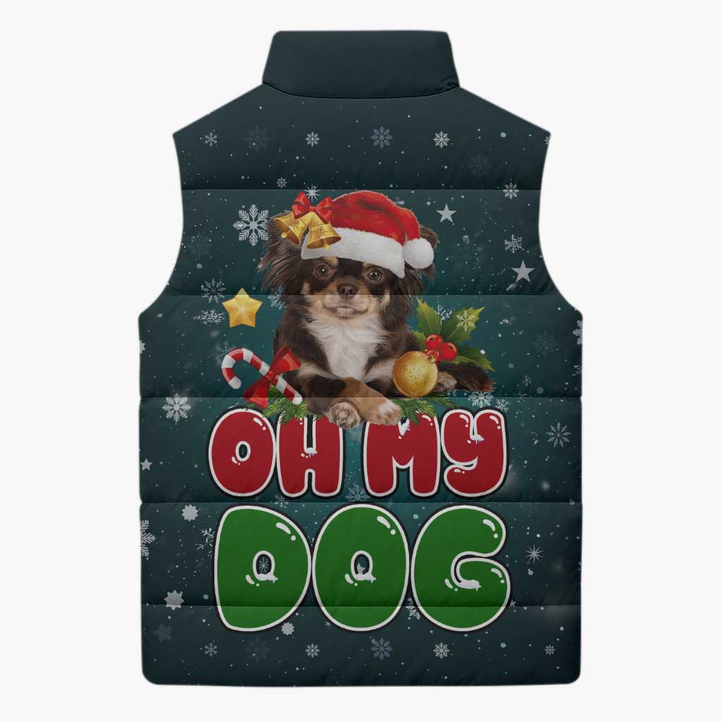 Chihuahua Oh My Dog Christmas Sleeveless Puffer Jacket Xmas Holiday Patterns - Wonder Print Shop