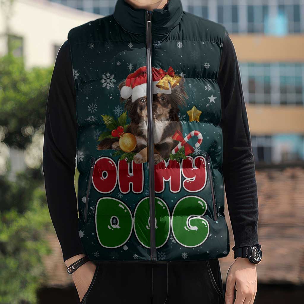 Chihuahua Oh My Dog Christmas Sleeveless Puffer Jacket Xmas Holiday Patterns - Wonder Print Shop
