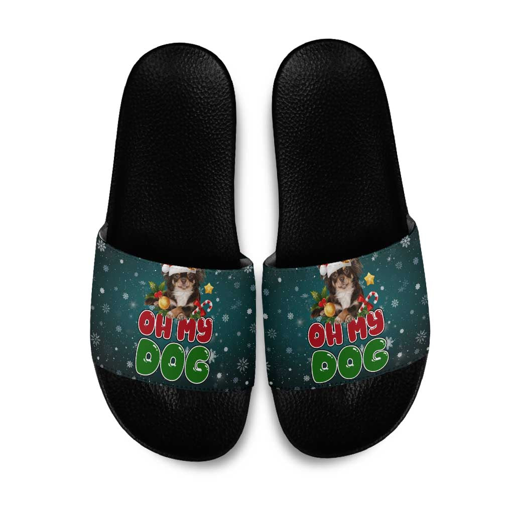Chihuahua Oh My Dog Christmas Slide Sandals Xmas Holiday Patterns - Wonder Print Shop