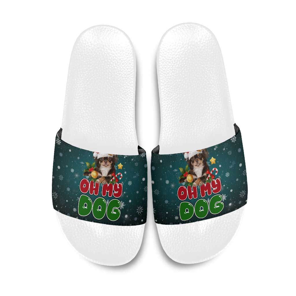 Chihuahua Oh My Dog Christmas Slide Sandals Xmas Holiday Patterns - Wonder Print Shop