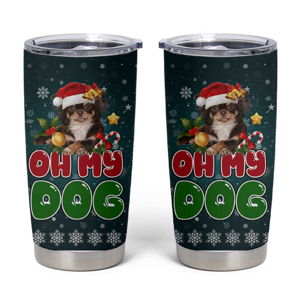 Chihuahua Oh My Dog Christmas Tumbler Cup Xmas Holiday Patterns - Wonder Print Shop