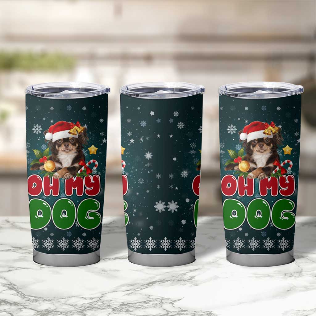 Chihuahua Oh My Dog Christmas Tumbler Cup Xmas Holiday Patterns - Wonder Print Shop