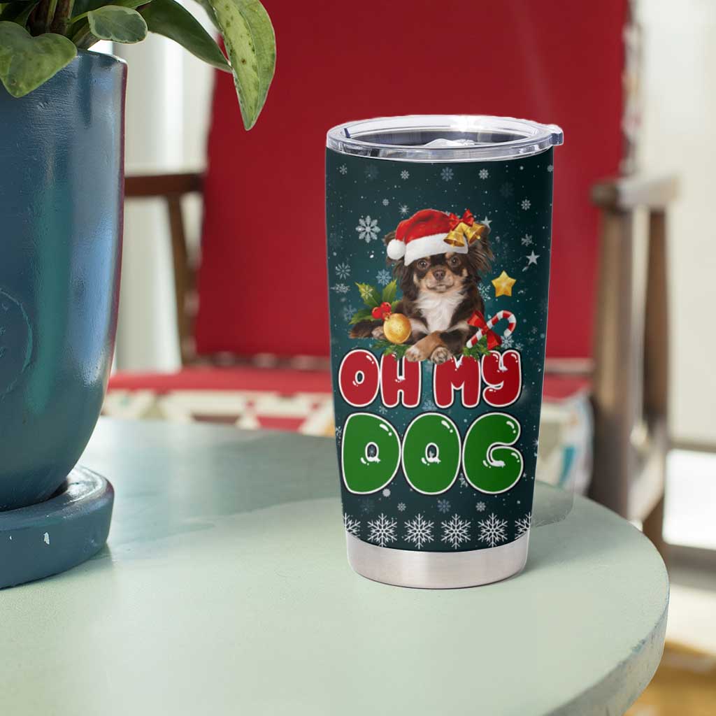 Chihuahua Oh My Dog Christmas Tumbler Cup Xmas Holiday Patterns - Wonder Print Shop