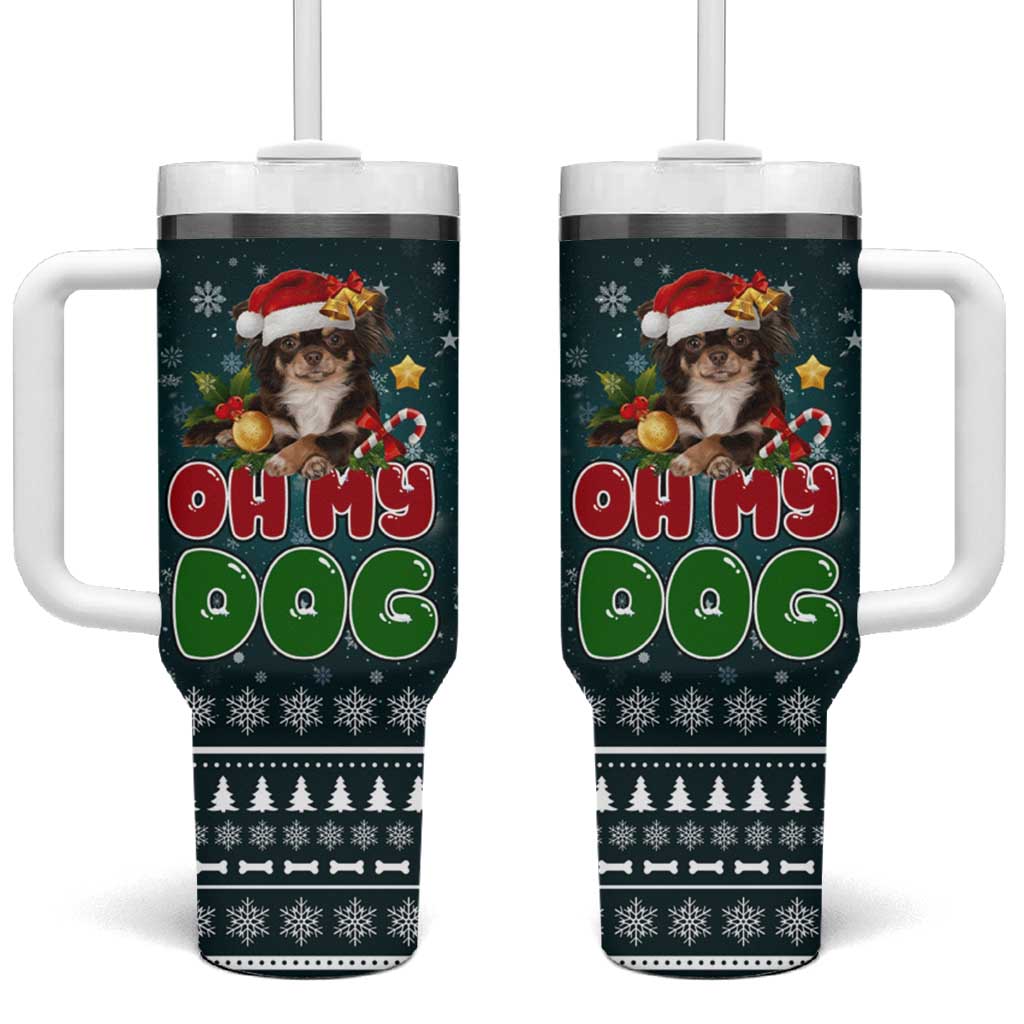 Chihuahua Oh My Dog Christmas Tumbler With Handle Xmas Holiday Patterns - Wonder Print Shop