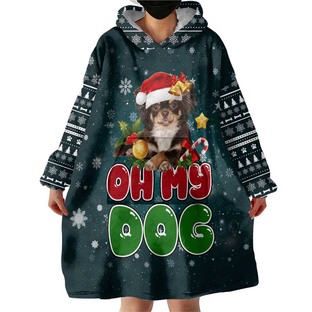 Chihuahua Oh My Dog Christmas Wearable Blanket Hoodie Xmas Holiday Patterns - Wonder Print Shop