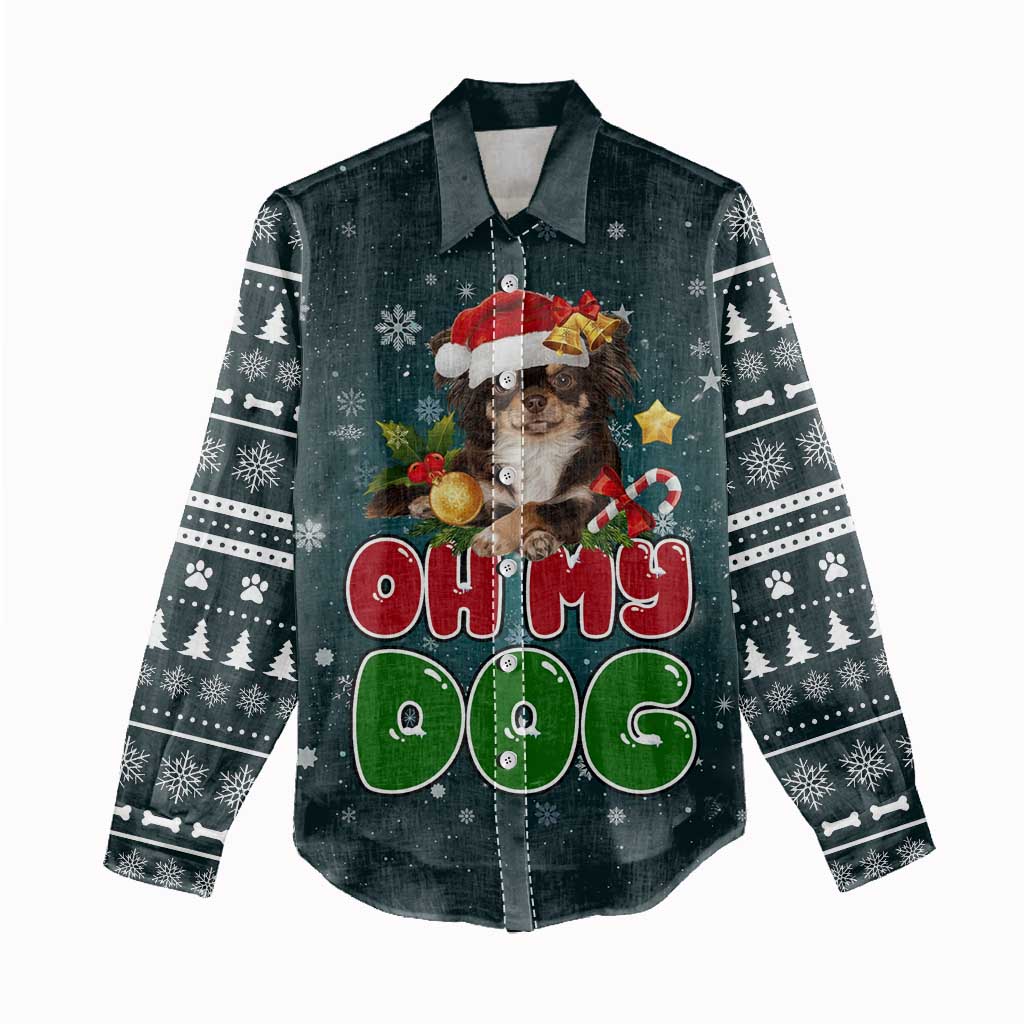 Chihuahua Oh My Dog Christmas Women Casual Shirt Xmas Holiday Patterns - Wonder Print Shop