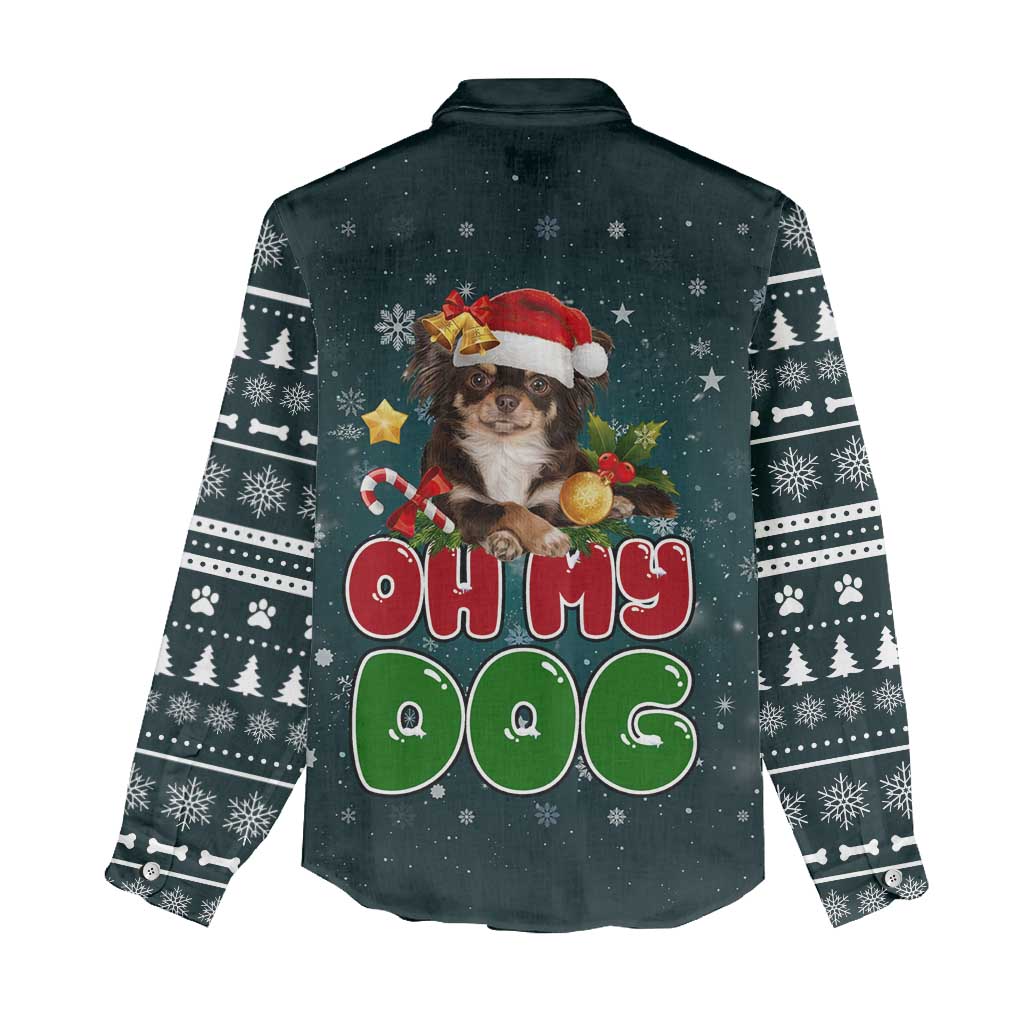 Chihuahua Oh My Dog Christmas Women Casual Shirt Xmas Holiday Patterns - Wonder Print Shop