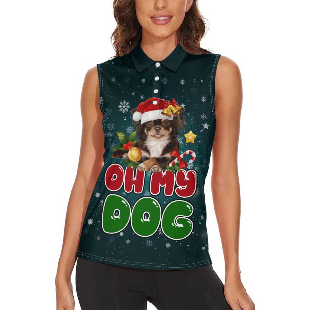 Chihuahua Oh My Dog Christmas Women Sleeveless Polo Shirt Xmas Holiday Patterns - Wonder Print Shop
