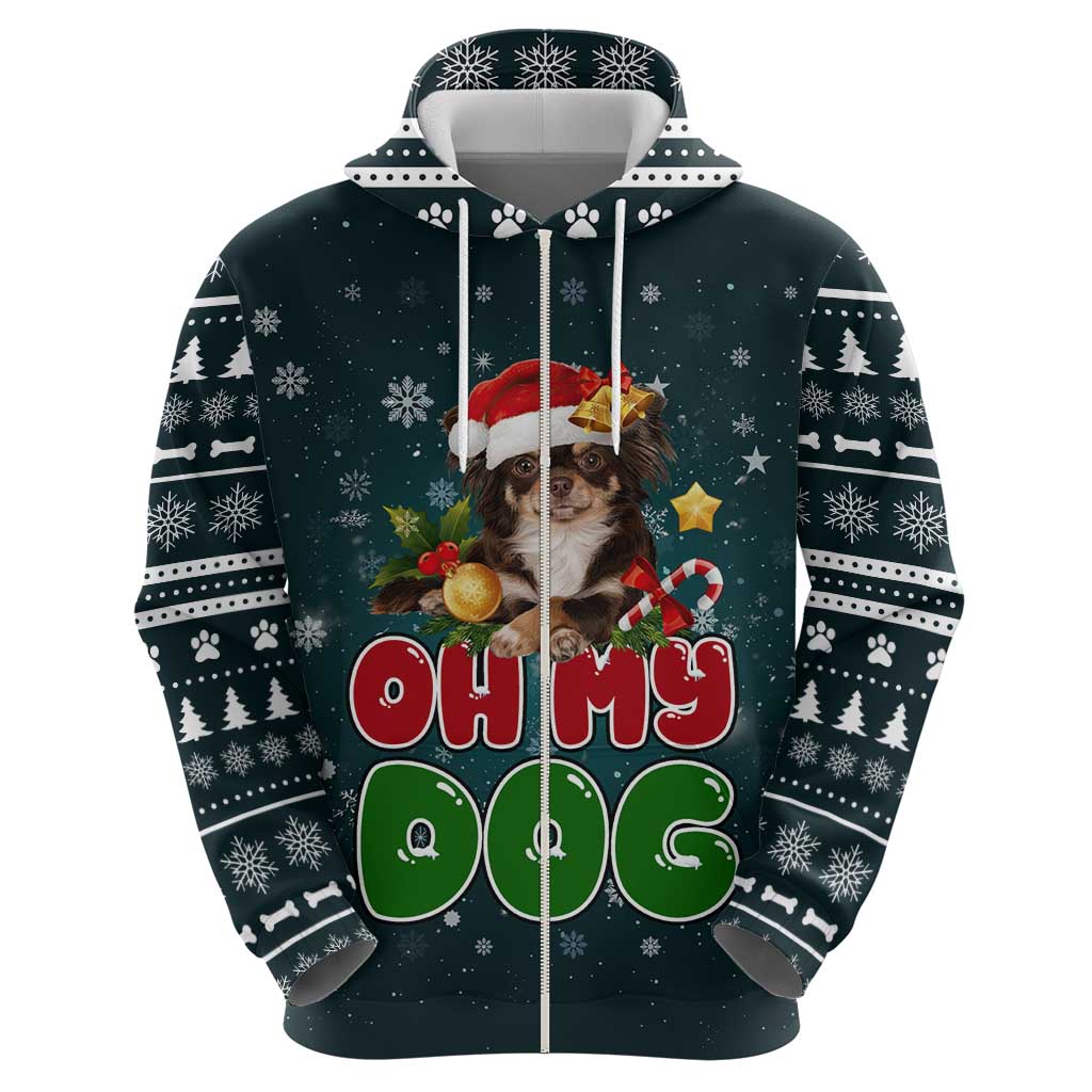 Chihuahua Oh My Dog Christmas Zip Hoodie Xmas Holiday Patterns - Wonder Print Shop
