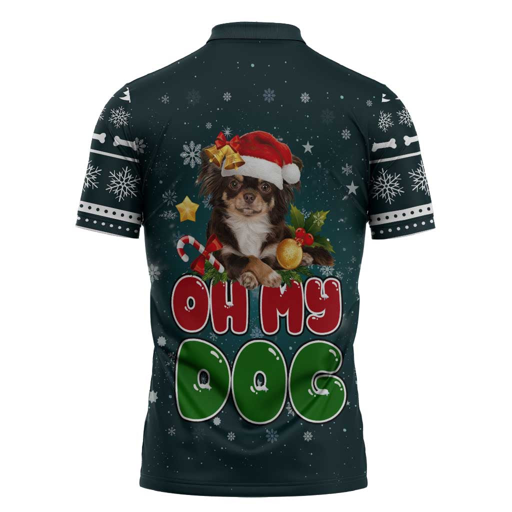 Chihuahua Oh My Dog Christmas Zipper Polo Shirt Xmas Holiday Patterns - Wonder Print Shop